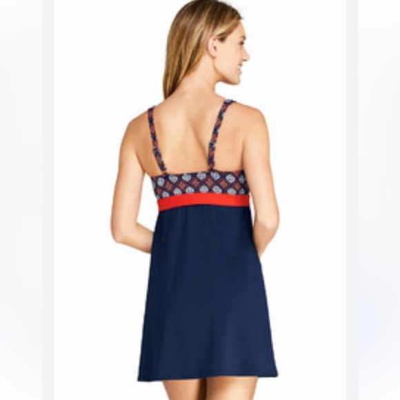 Lands' End Womens Two-Piece Swim-Dress  Swimsuit Sz 6(top) Sz 8(bottoms) Preppy - Picture 2 of 11